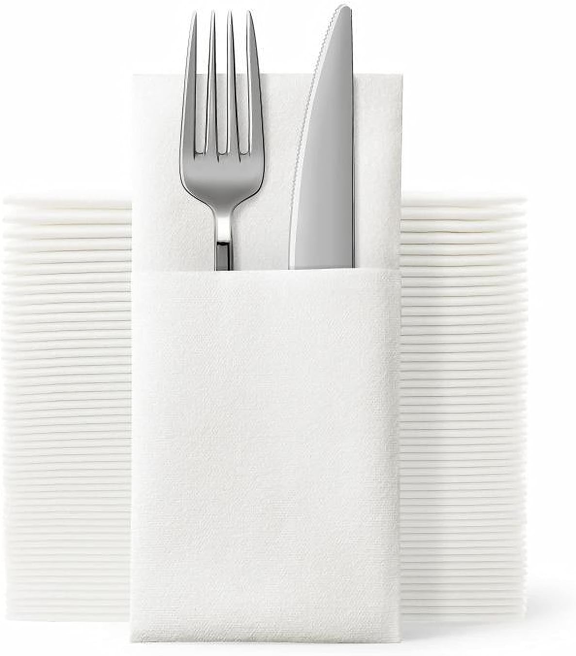 JEBBLAS Disposable Napkins with Built-in Flatware Pocket 50 Count