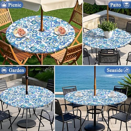 Vaukki Waterproof Zippered Tablecloth for 36-44 Inch Round Tables