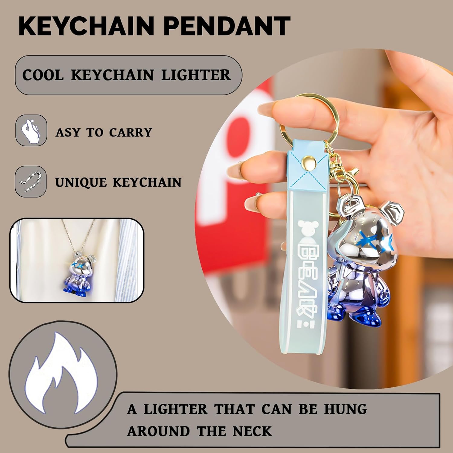 Cute Animal Shaped Lighter Keychain For Women
