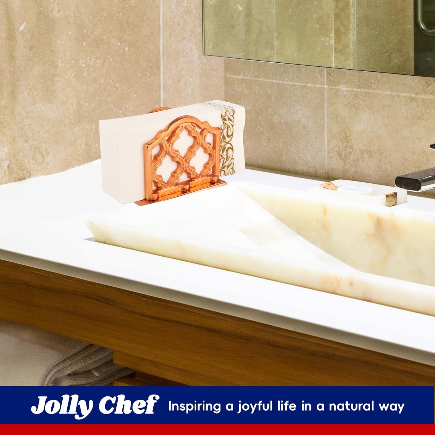JOLLY CHEF 100 Gold and White Disposable Napkins
