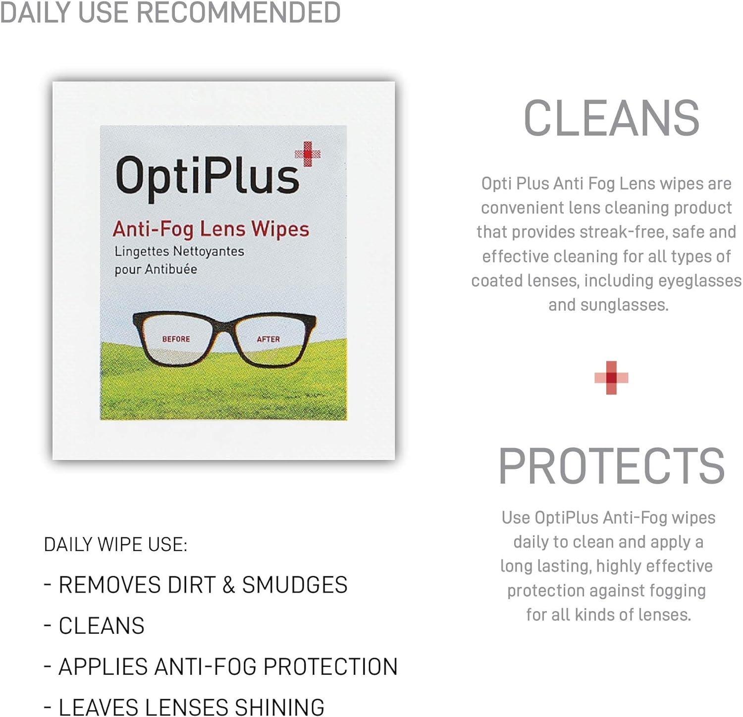 OptiPlus Anti-Fog Pre-Moistened Lens Wipes 100 Count