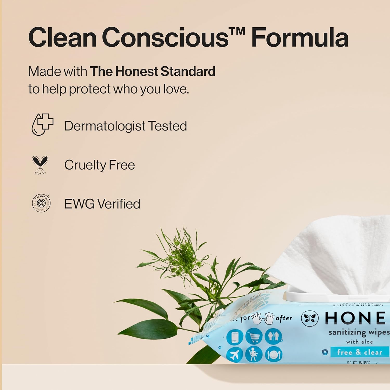 The Honest Company Fragrance Free Alcohol Wipes 150 Count