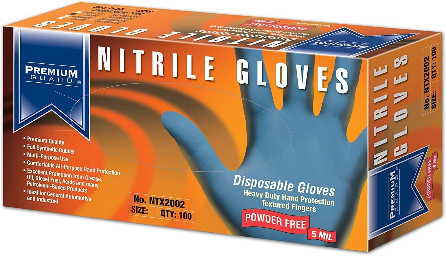 Premium Guard Nitrile Gloves 5 Mil Large Box 100 Count