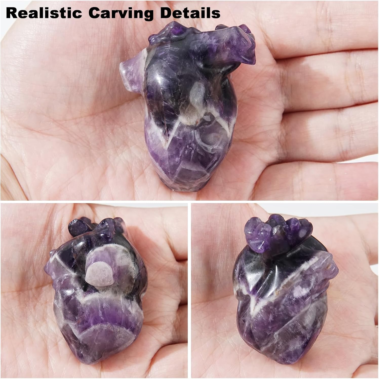 MiyouLuna 217 Inch Amethyst Heart Crystal Sculpture