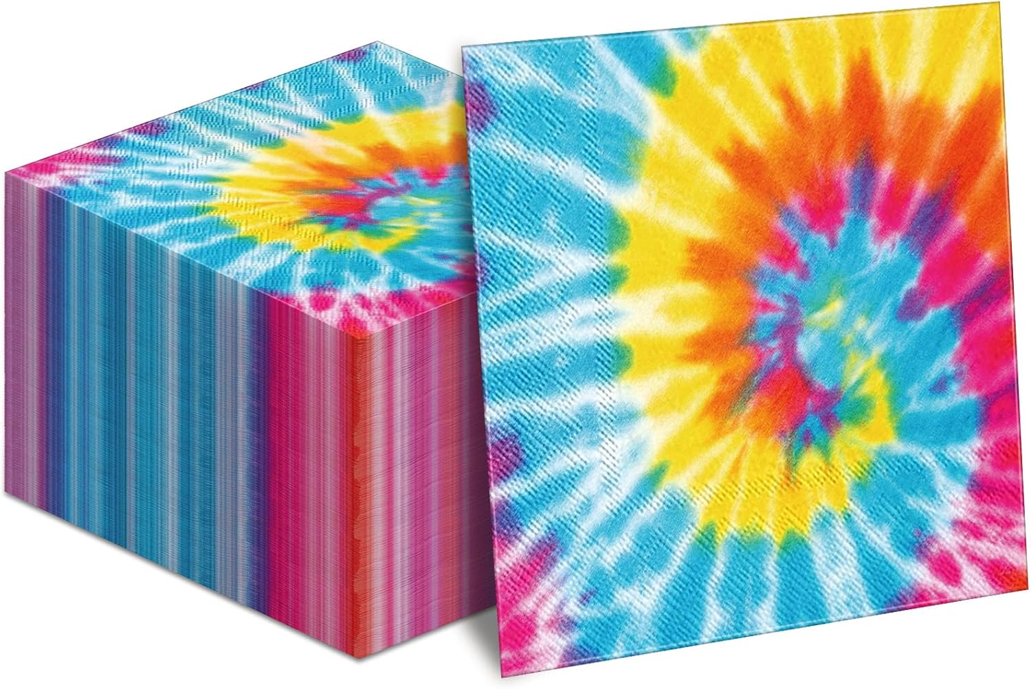 Censen 100 Pcs Tie Dye Napkins Rainbow Party Decor