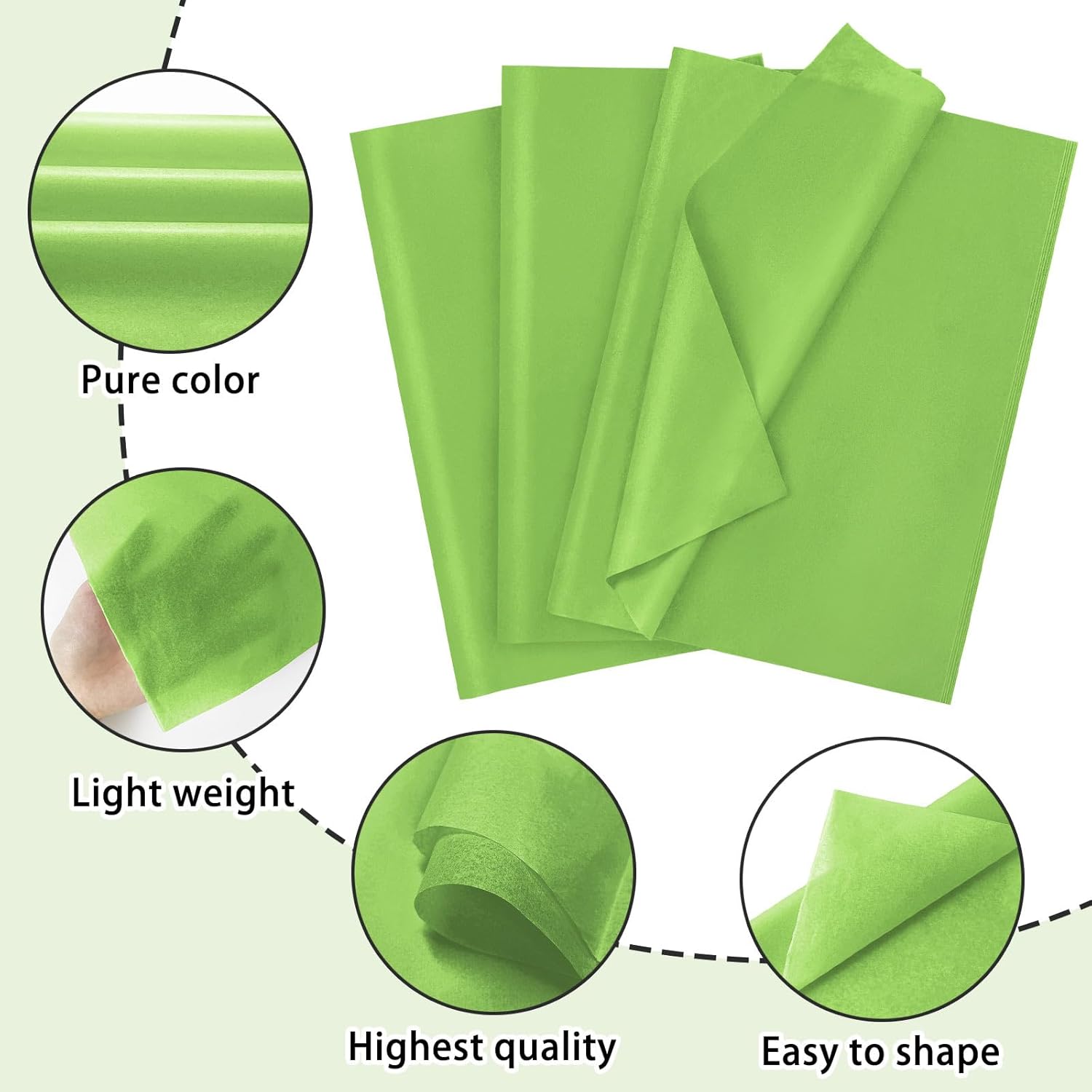 120 Sheets Lime Green Tissue Paper for Gift Wrapping and Crafts