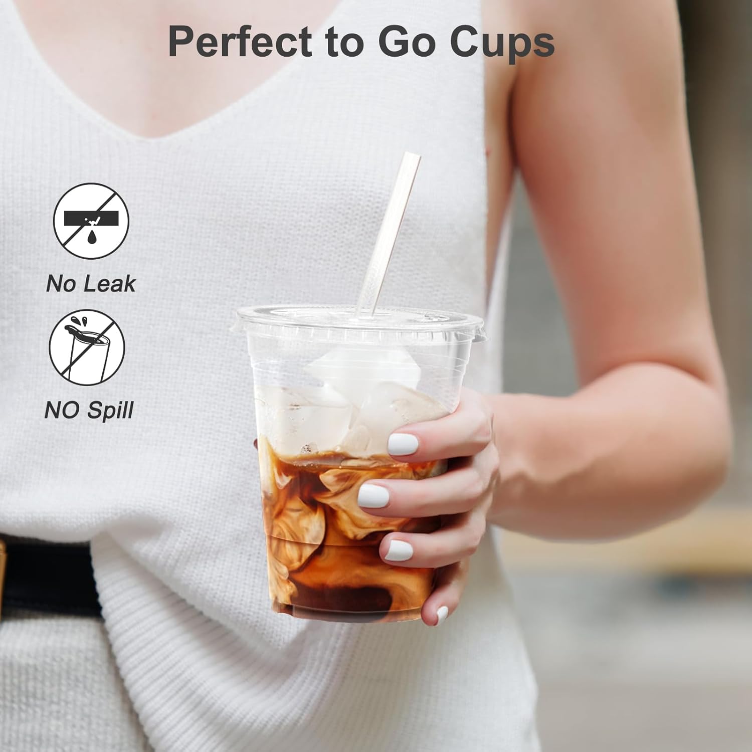 100 Pack 16 oz Clear Plastic Cups with Lids and Straws 1