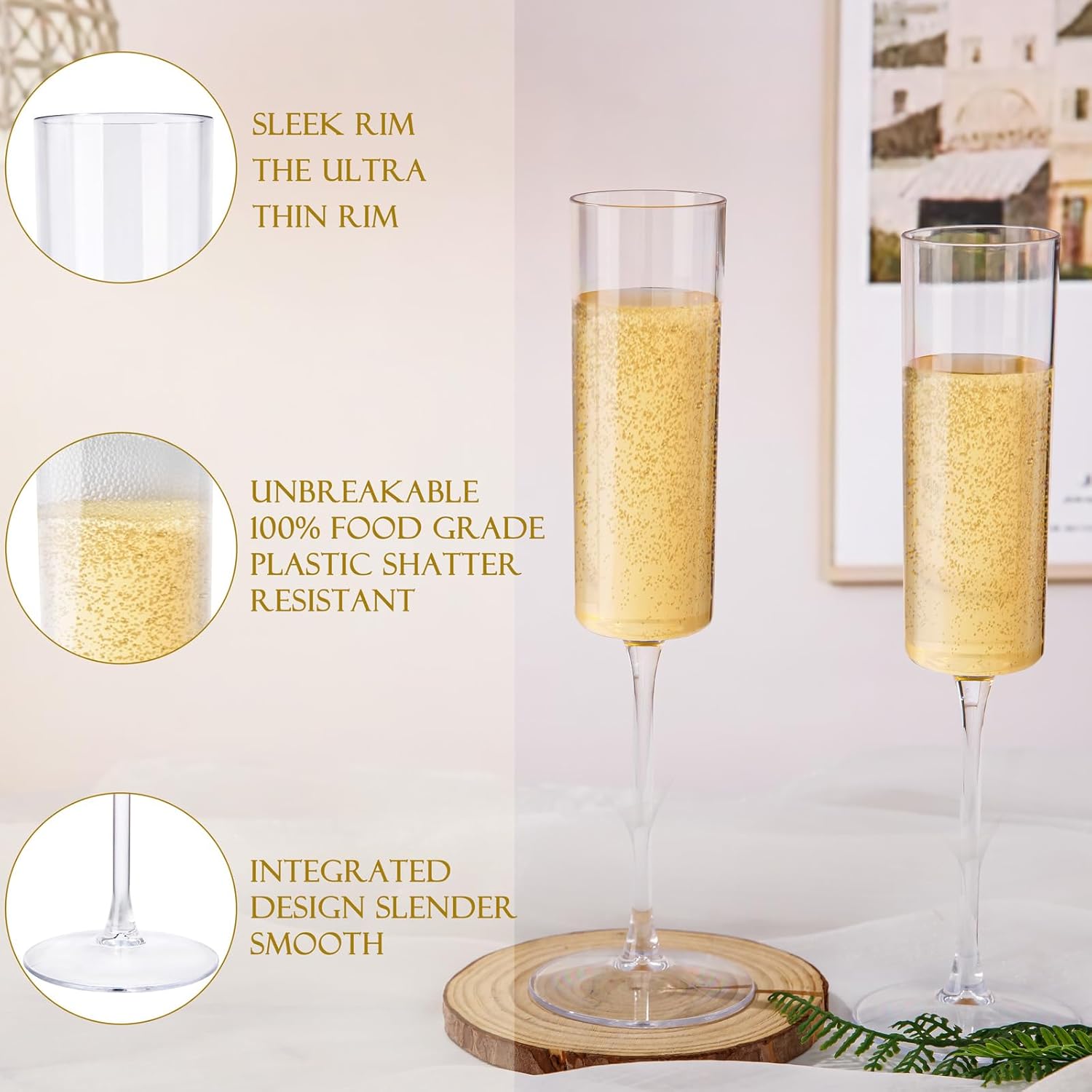 Ciaell 24 Pack Clear Plastic Champagne Flutes 6 Oz