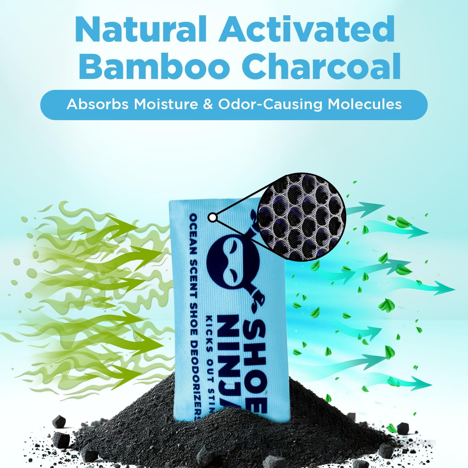Shoe Ninja Deodorizer - Activated Charcoal Reusable 2 Pack