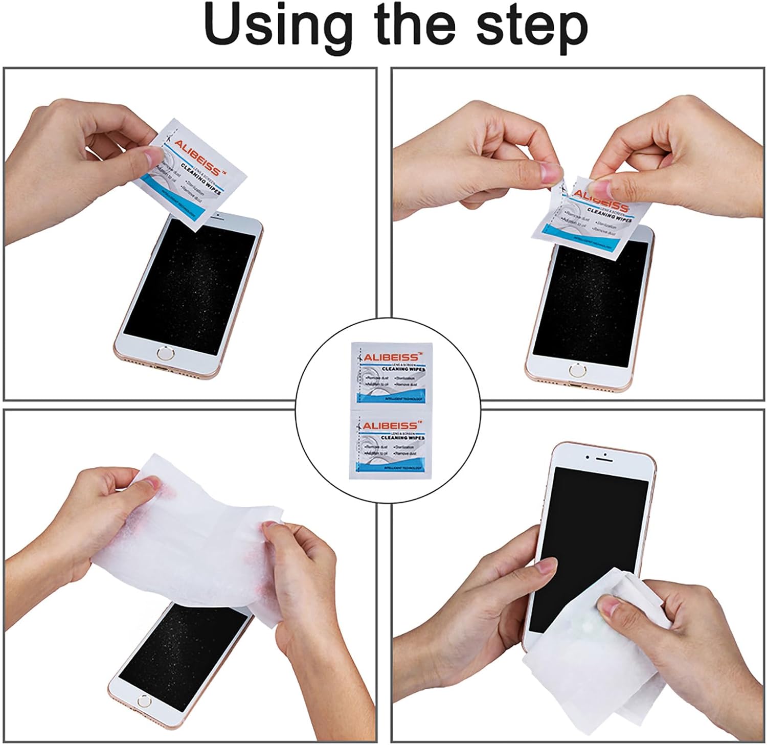 ALIBEISS Pre-Moistened Lens Wipes Pack of 100