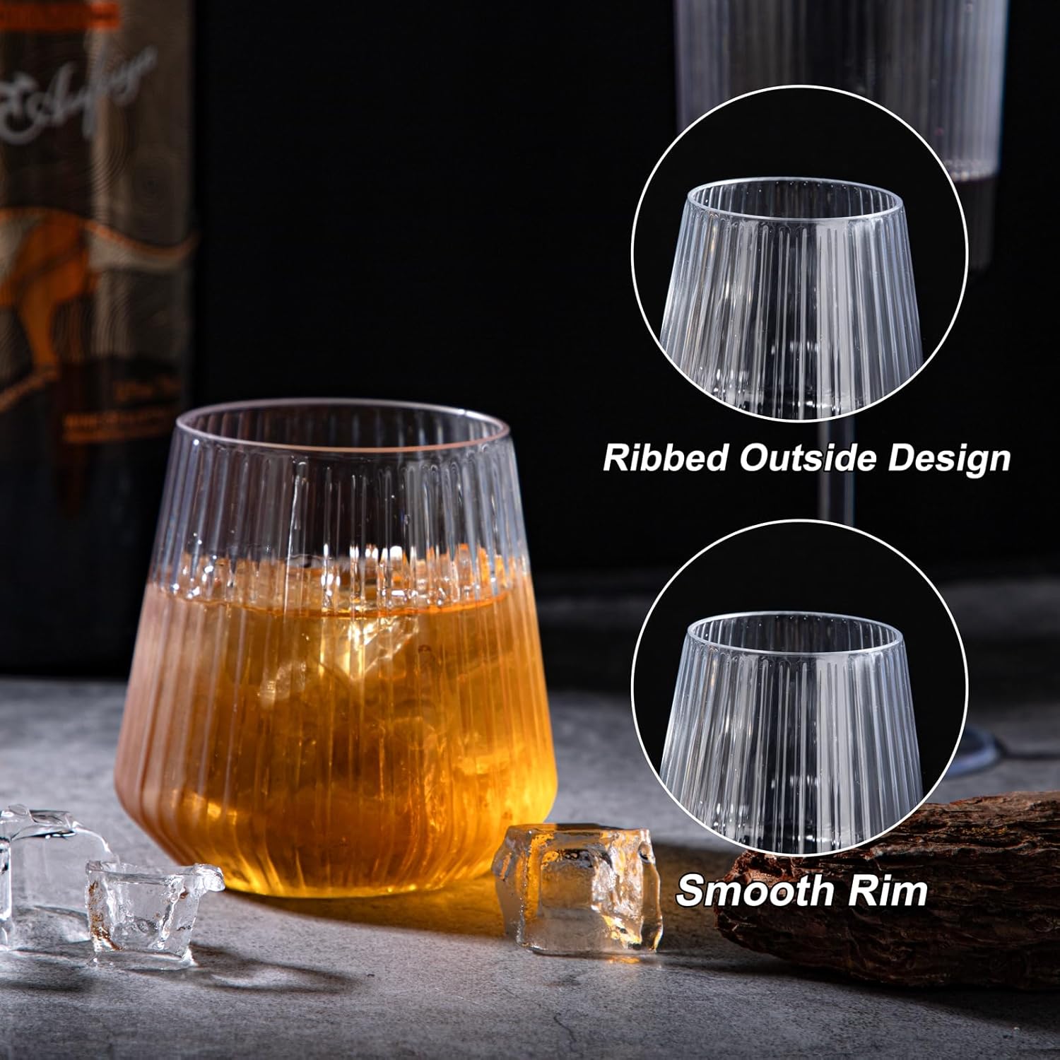 30 Pack Ribbed Plastic Wine Glasses for Home Parties
