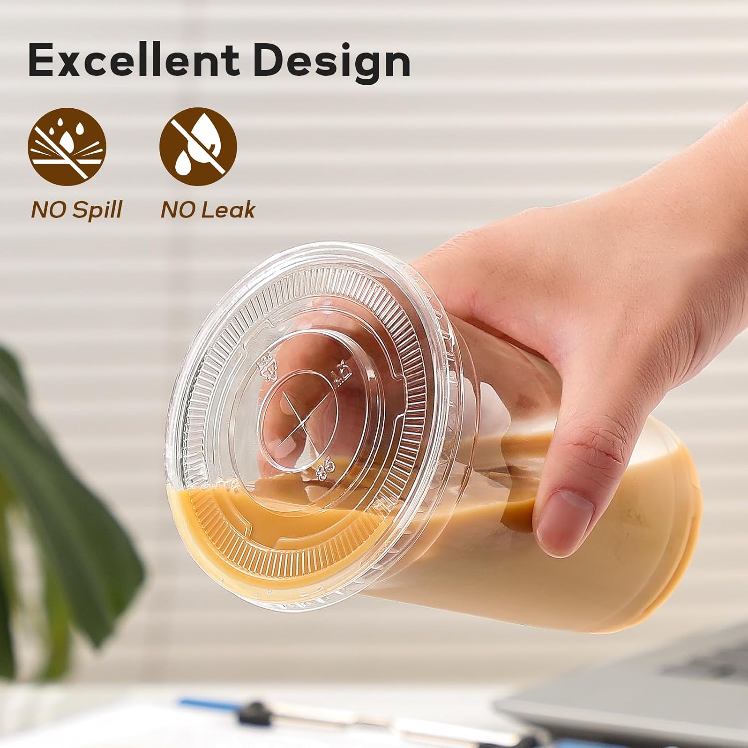 AOZITA 100 Pack 16 oz Clear Plastic Cups with Lids and Straws
