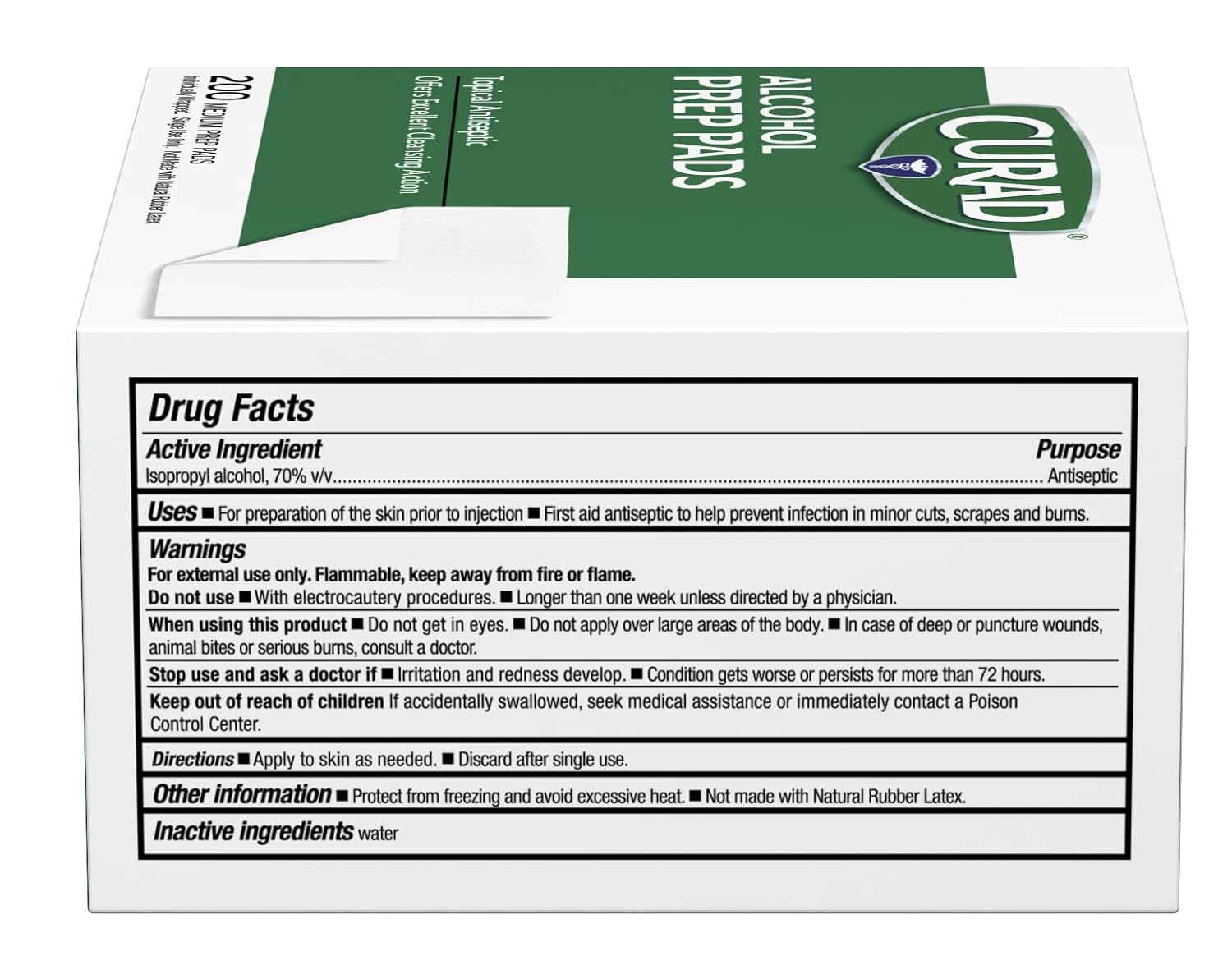 Curad Alcohol Disinfectant Prep Pads 200 Count