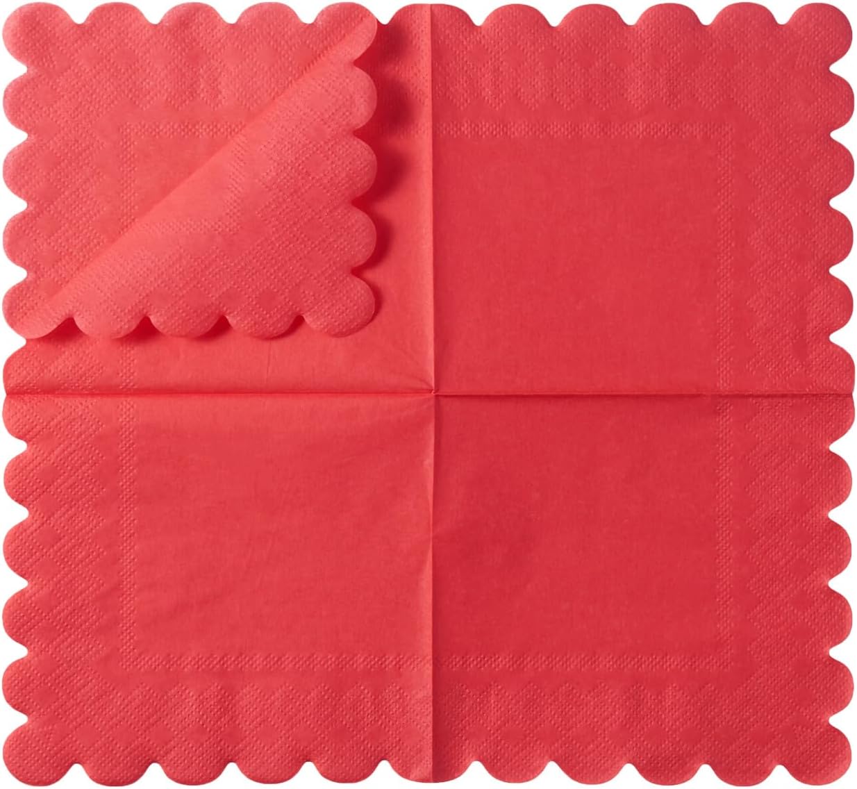100 Pack 2-Ply Scalloped Edged Napkins Red