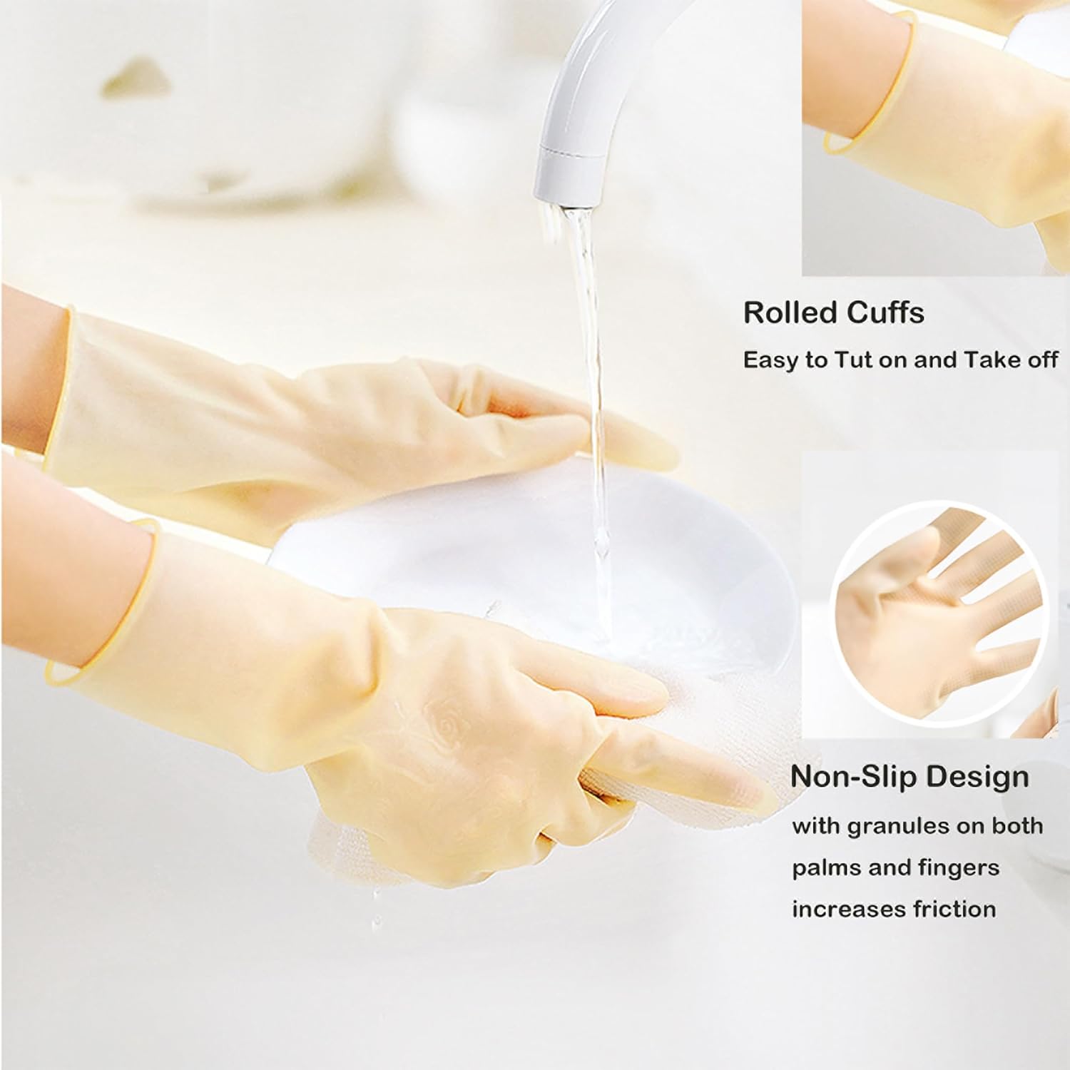 6 Pairs Latex Cleaning Gloves for Kitchen and Home