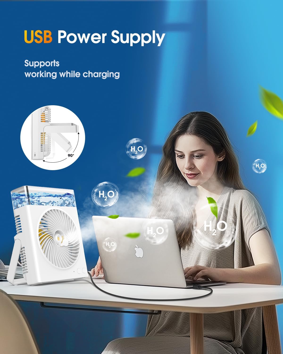 JINLICTE 8000mAh 8-Inch Misting Fan for Cooling