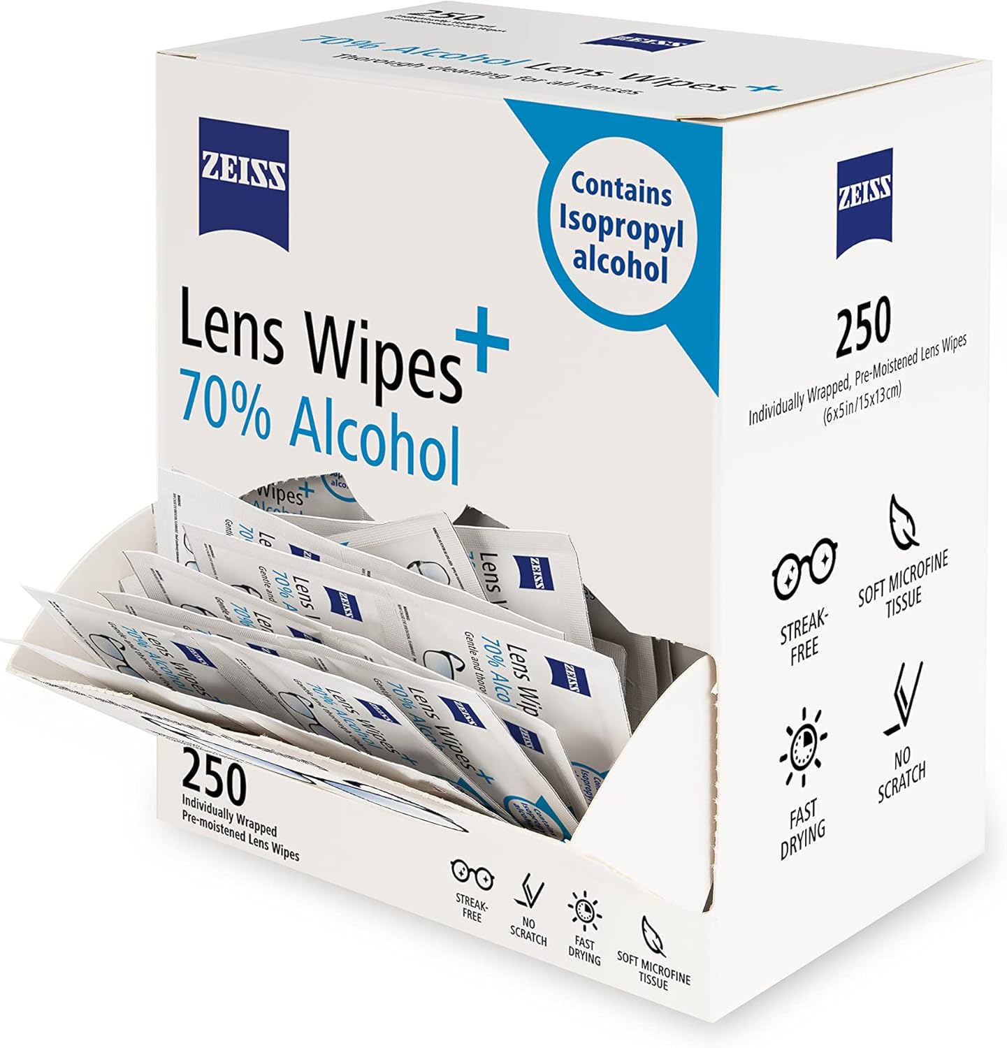 ZEISS Pre-Moistened Lens Wipes 250 Count