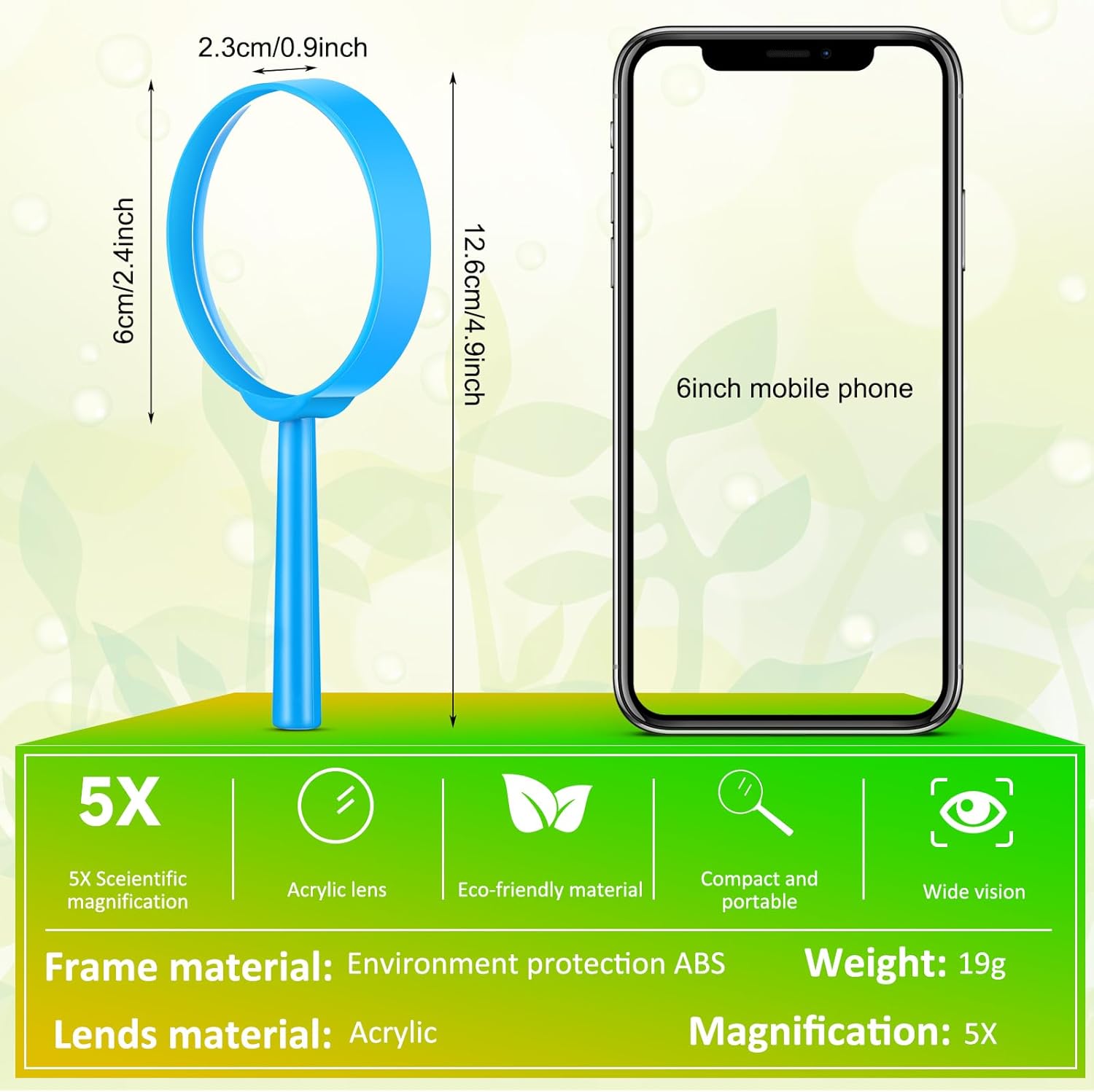 Kingdder 96 Pcs 5 Inch Mini Magnifying Glass for Kids