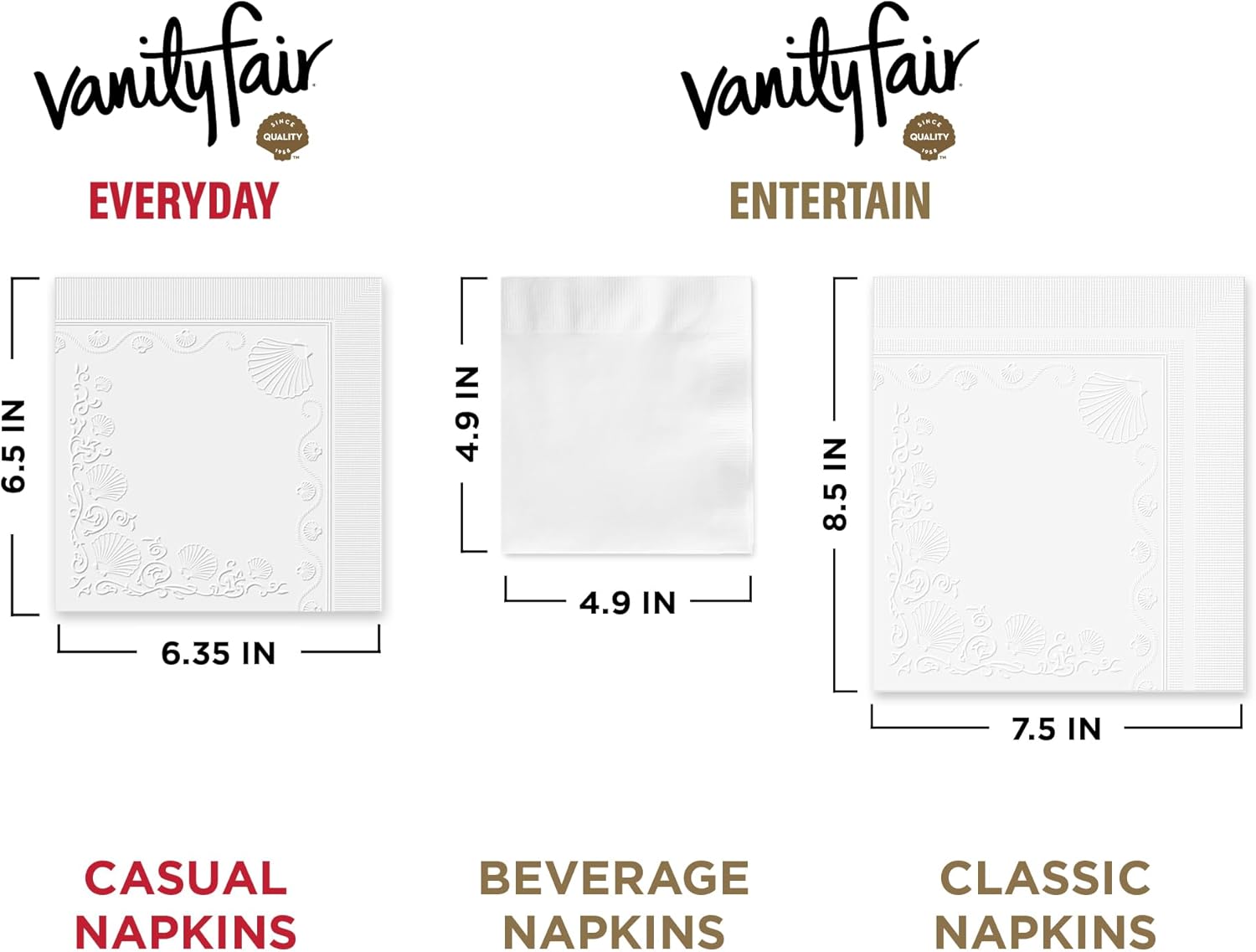 Vanity Fair Beverage Paper Napkins 40 Count 49x49