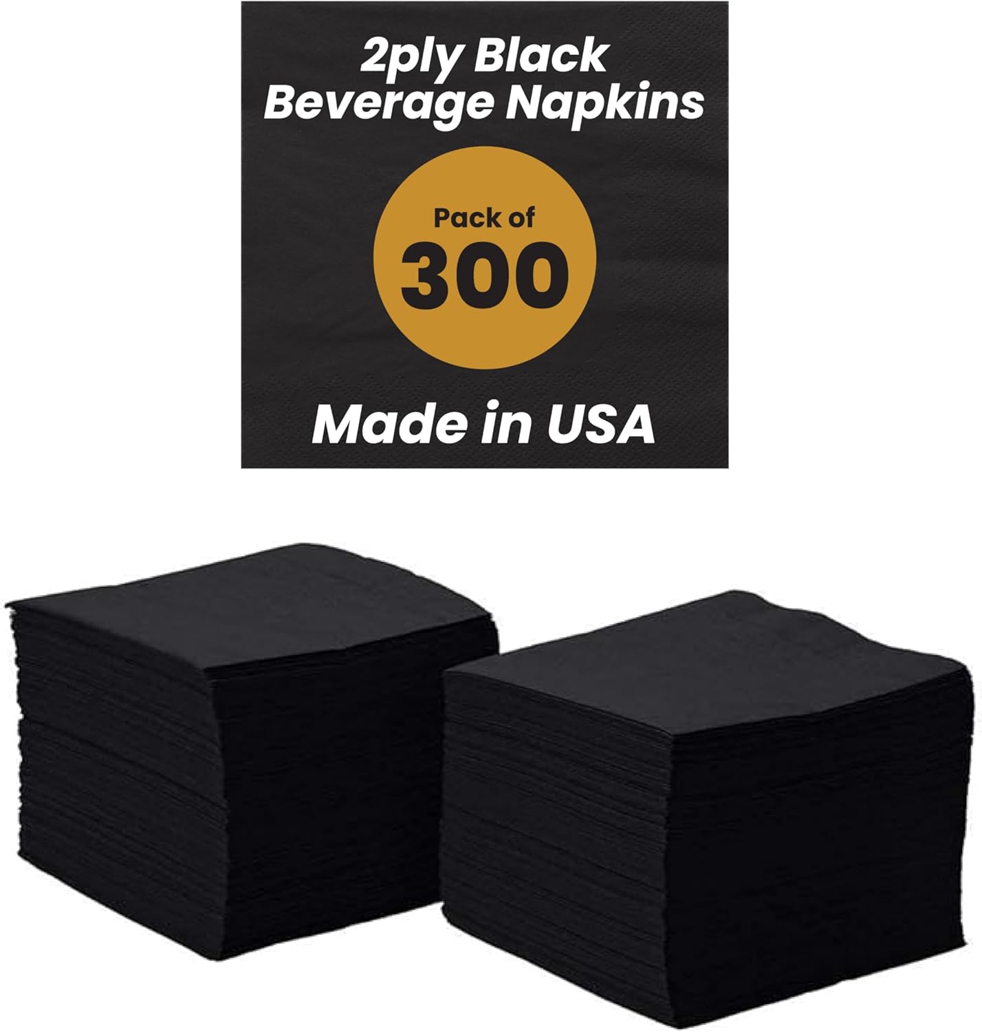 Perfectware 2-Ply Black Beverage Napkins 300 Count