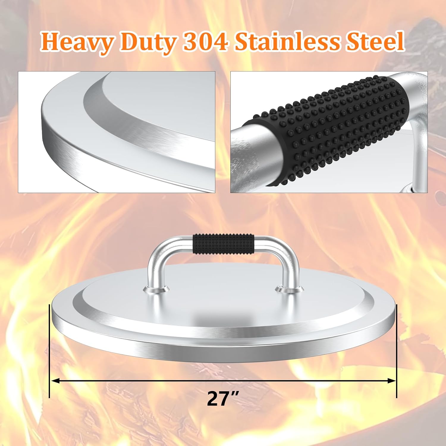 Uniflasy Fire Pit Lid for Solo Stove Yukon 27 Round Stainless Steel