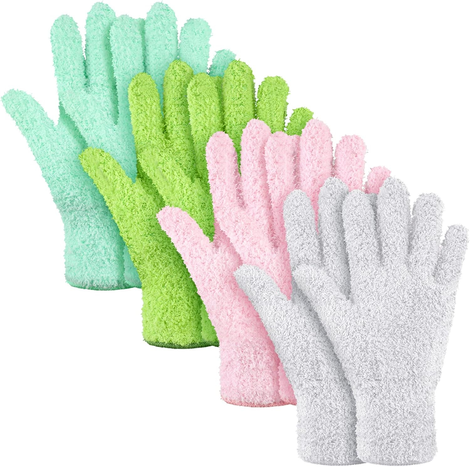 Bencailor 4 Pairs Microfiber Dusting Gloves Reusable Washable Cleaning Mittens