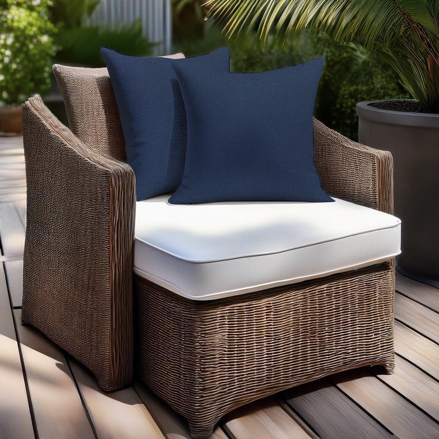 Covers All Sunbrella Outdoor Throw Pillows Pack of 2 Navy Blue 20x20