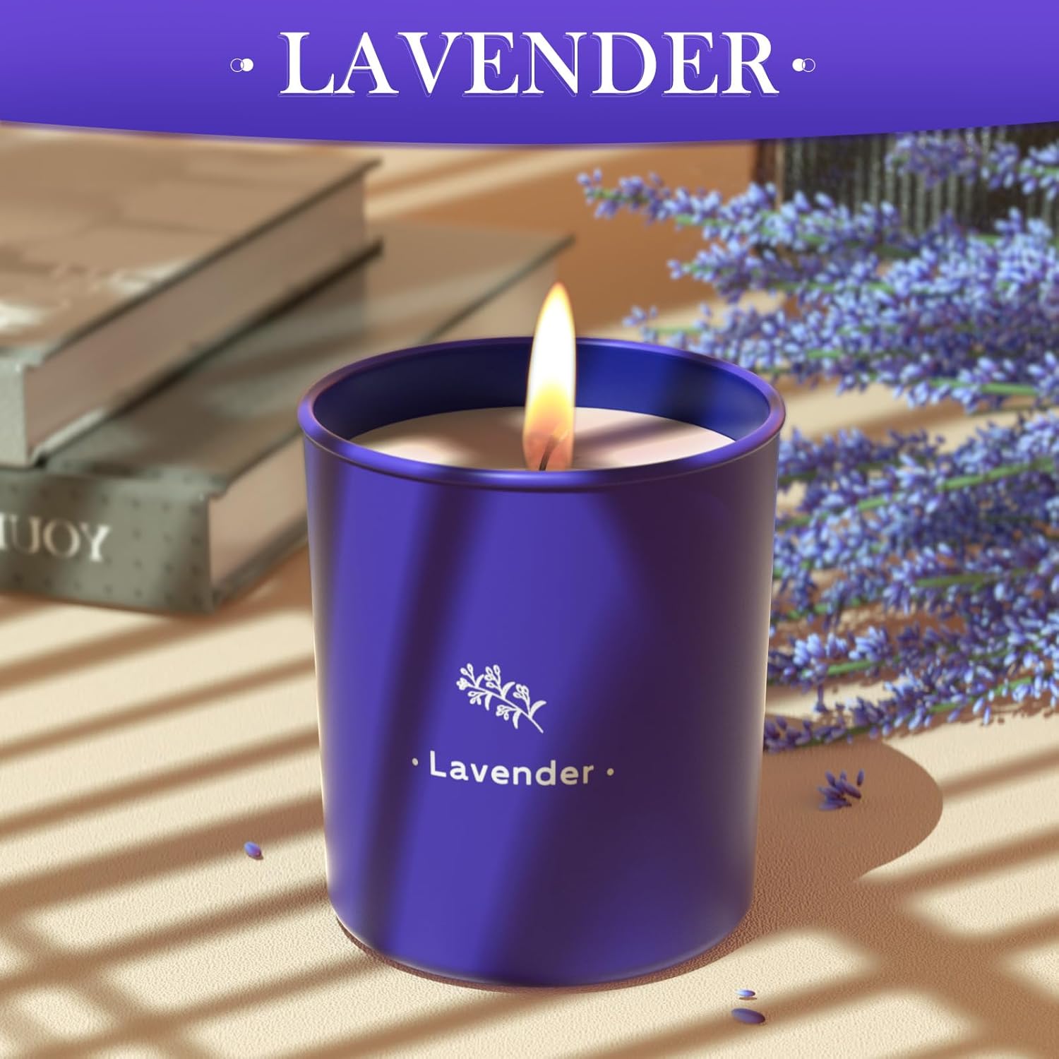 Lavender Soy Candles 8 oz Purple Jar 45 Hour Burn