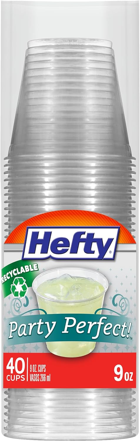 Hefty Party Perfect Clear Plastic Cups 40 Count 9 Ounce