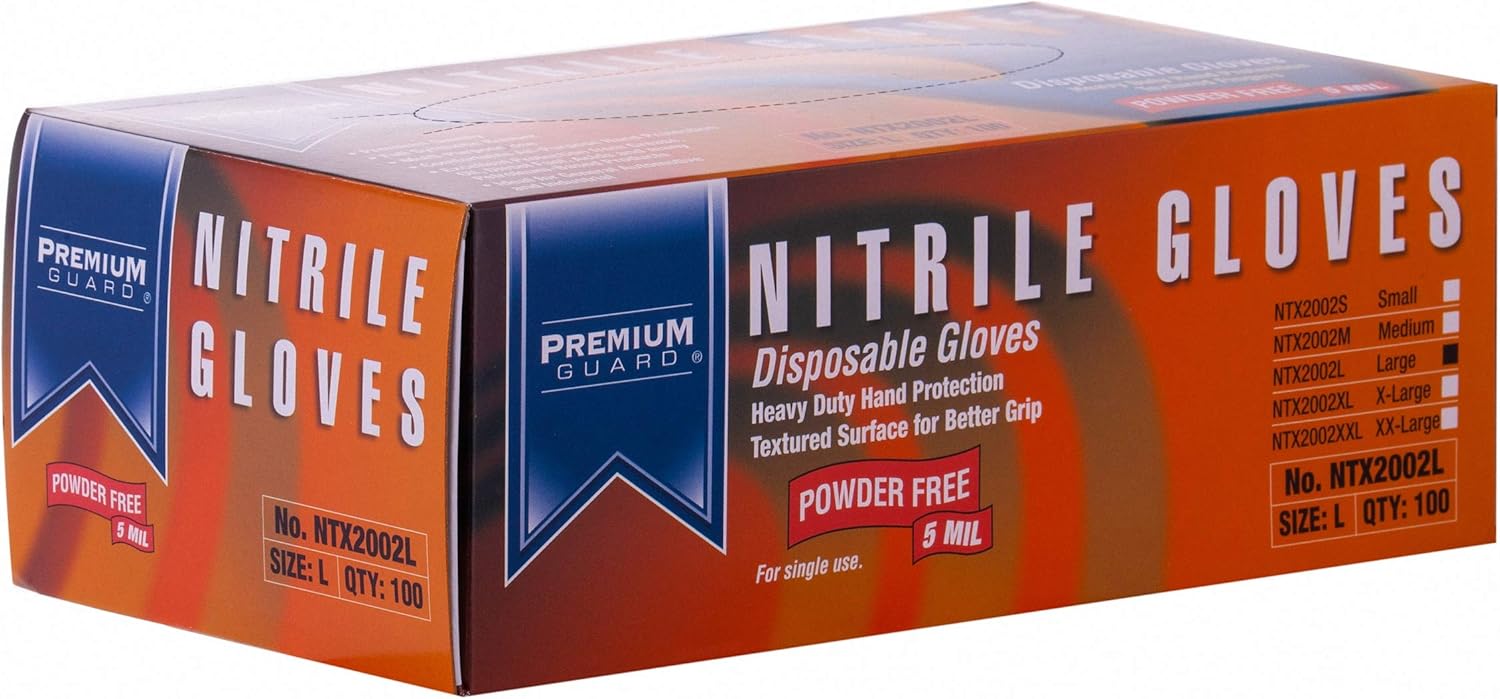 Premium Guard Nitrile Gloves 5 Mil Large Box 100 Count