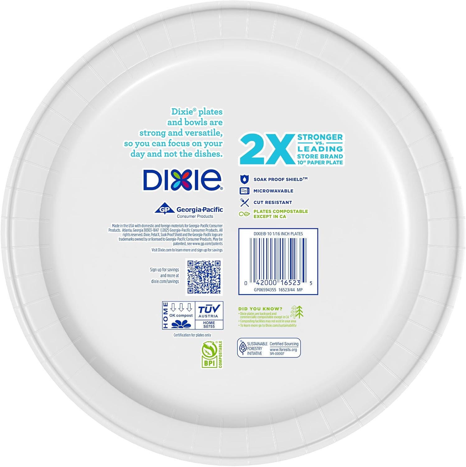 Dixie Large Paper Plates 10 Inch 204 Count 2X Stronger