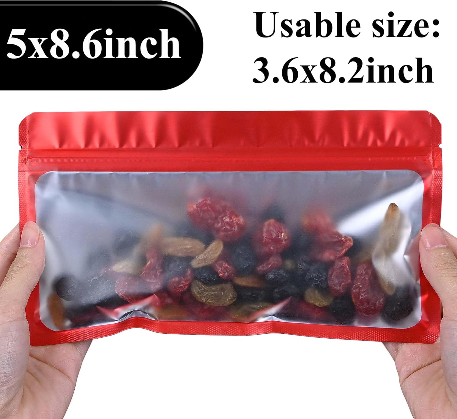 Millefiore Holographic Mylar Food Storage Bags 100PCS Red 5x86 Inch
