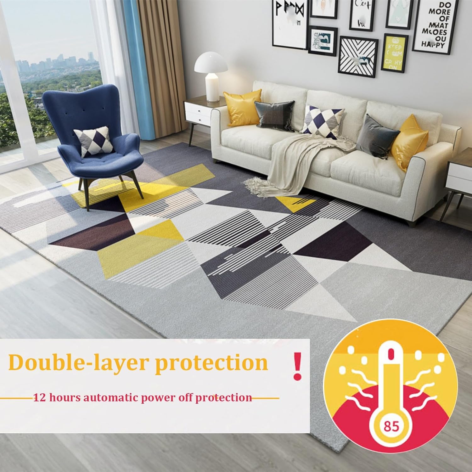 31in x 472in Graphene Heated Floor Mat with Timer