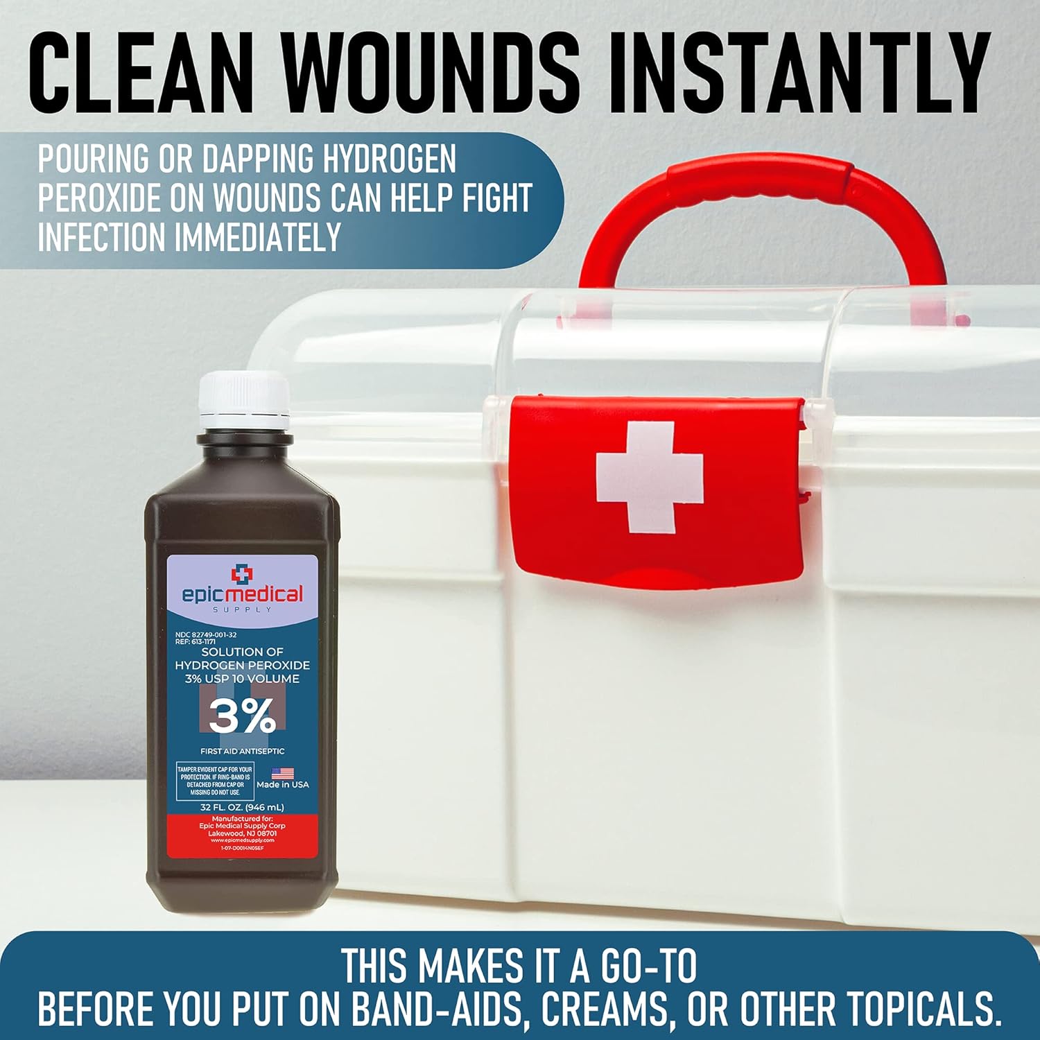 32 oz Hydrogen Peroxide First Aid Antiseptic Cleaner 3 USP