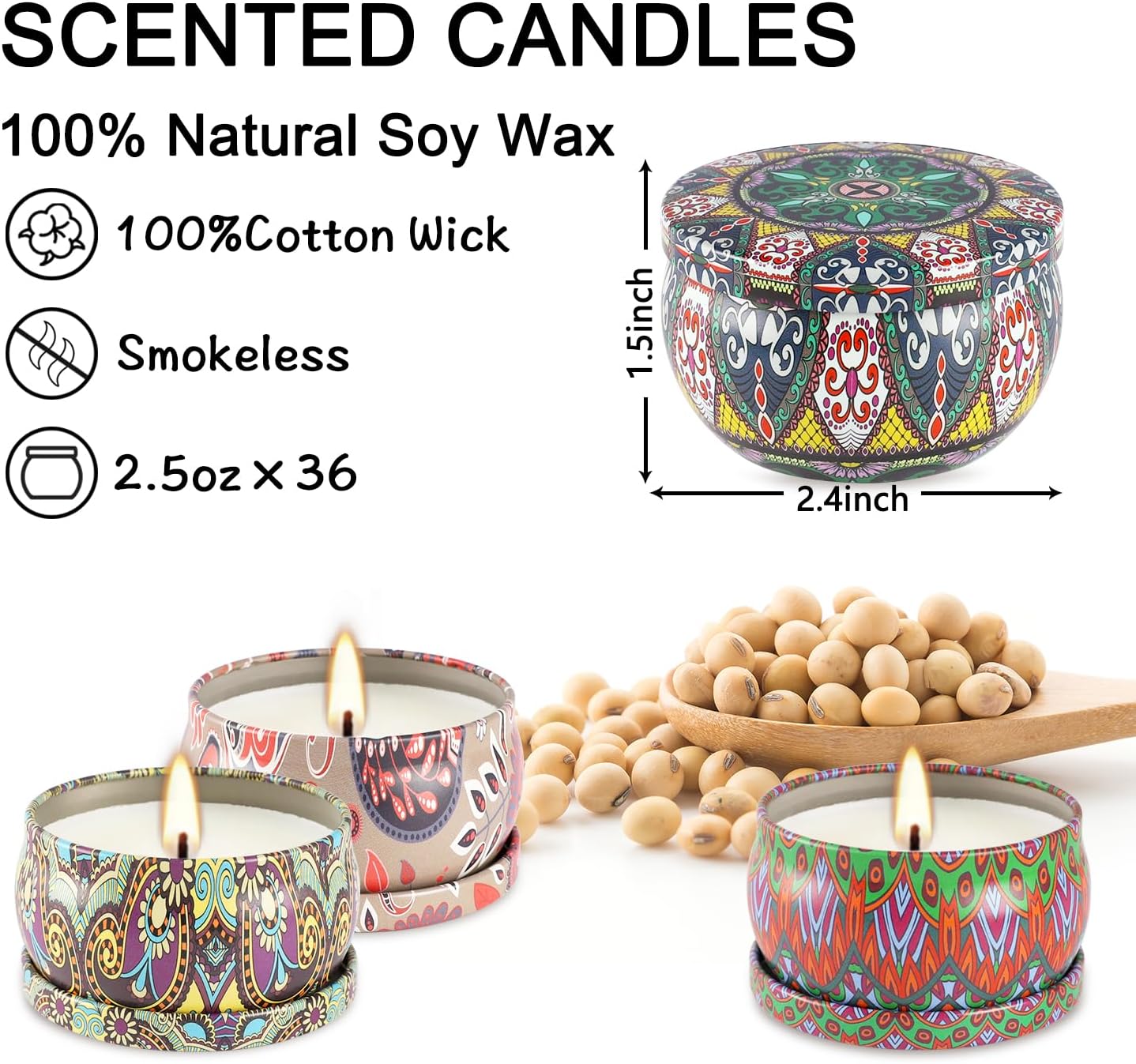 36 Pack Scented Candles for Home and Travel