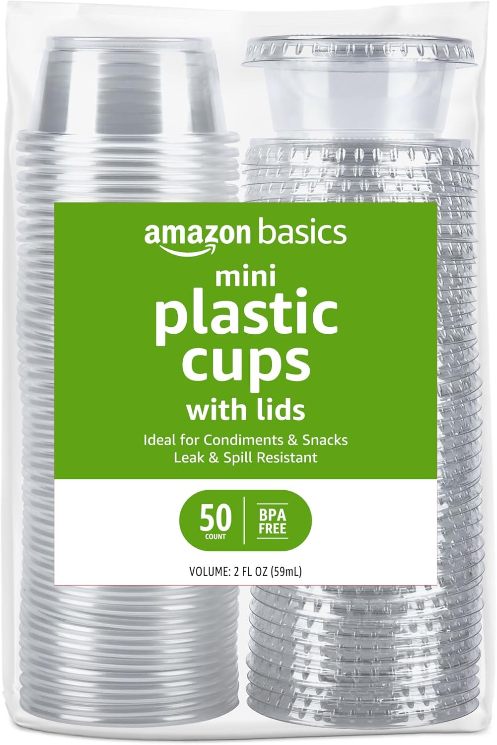 Amazon Basics 2oz Disposable Cups and Lids 50 Count