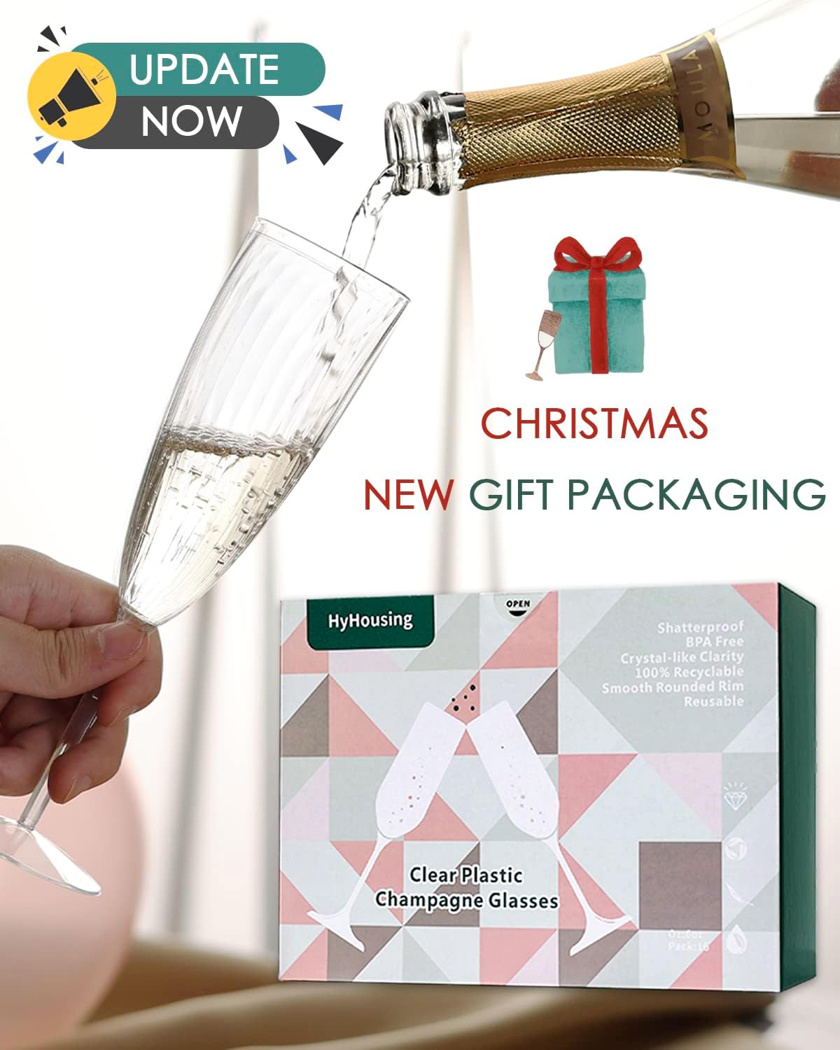 6 Oz Clear Plastic Champagne Glasses 16 Pack