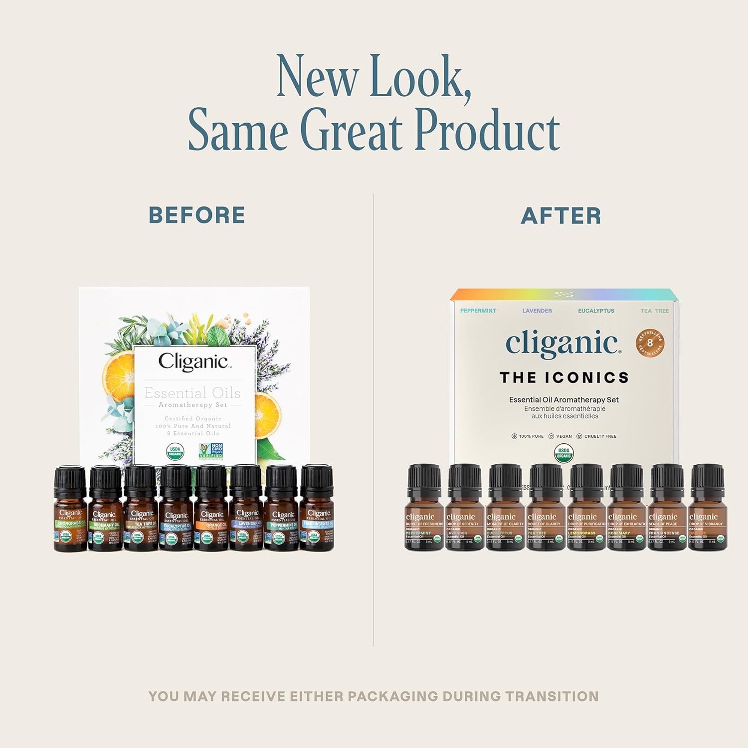 Cliganic Organic Essential Oil Gift Set - 8 Premium Oils