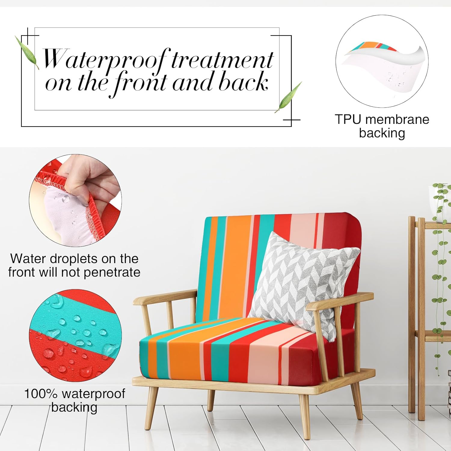 Newwiee 8 Pcs Stretchy Patio Cushion Covers