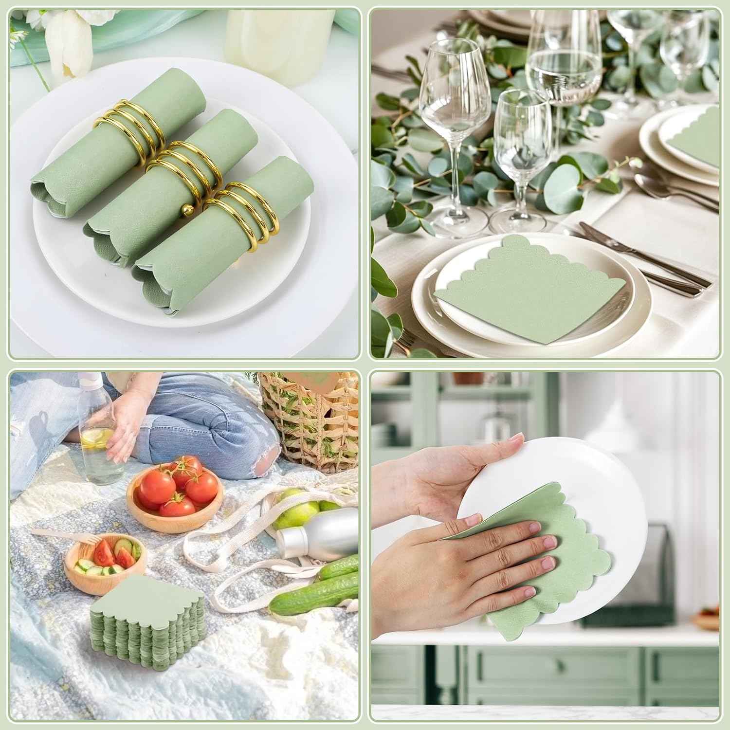 120 Pcs Sage Green Cocktail Napkins
