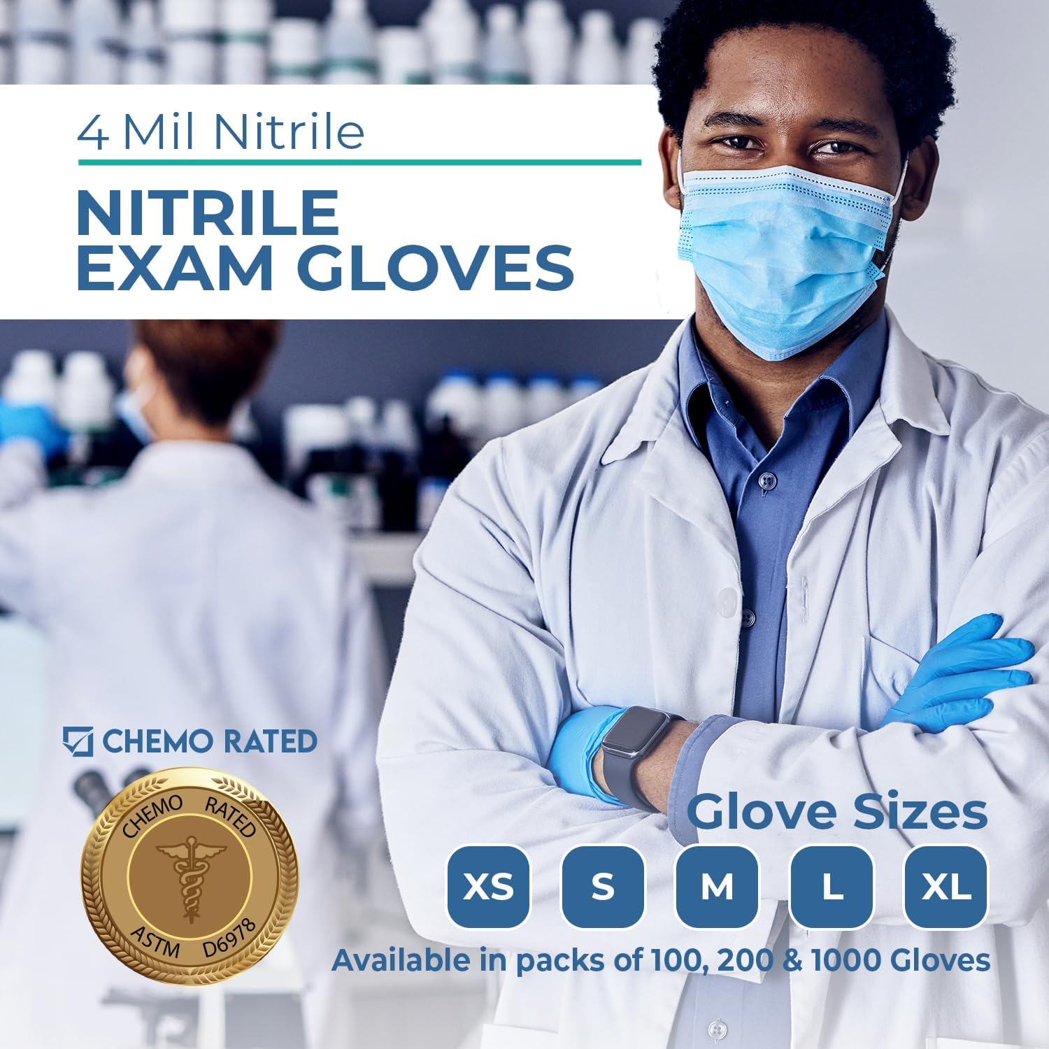 Nitrile Exam Gloves 4Mil Thick Latex-Free Powder-Free