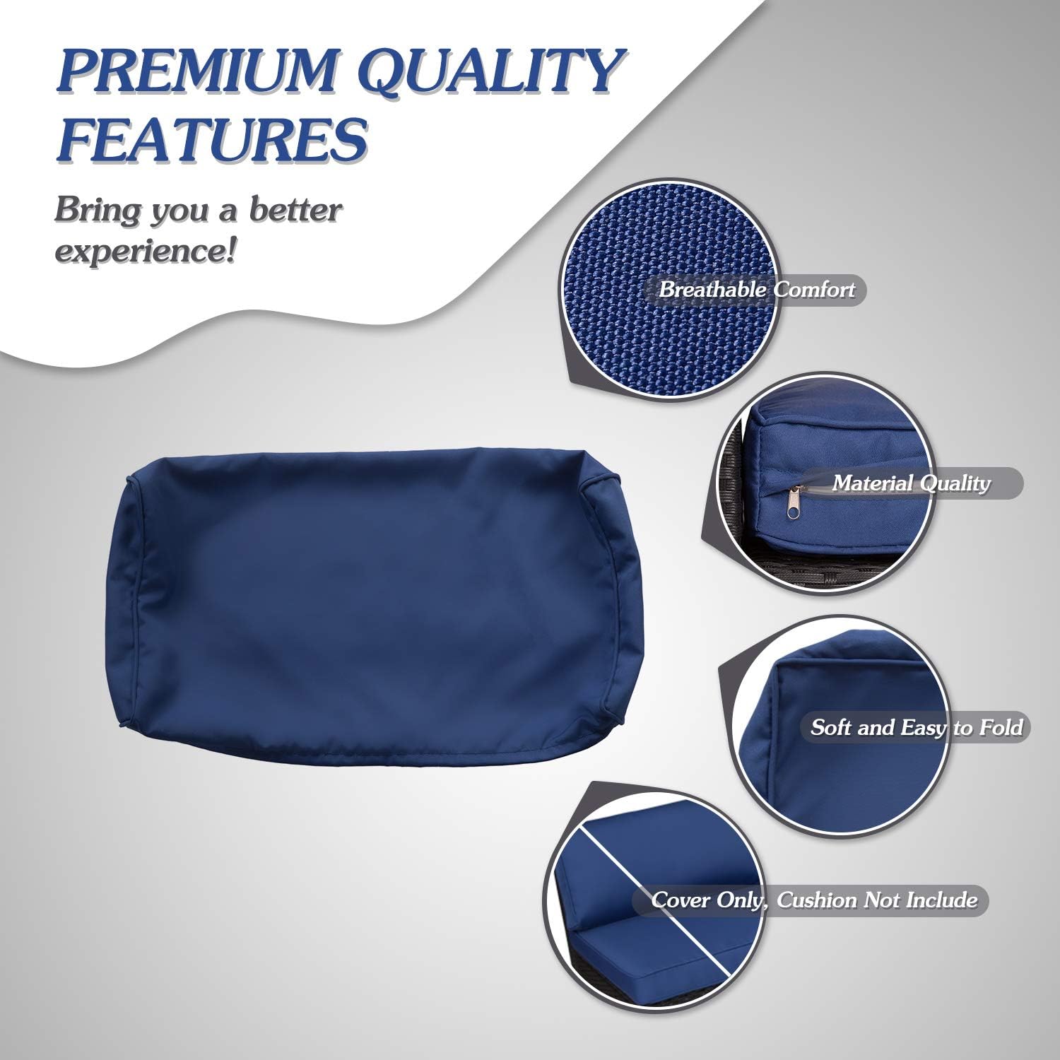 Kinsuite 14Pcs Patio Cushion Covers Dark Blue