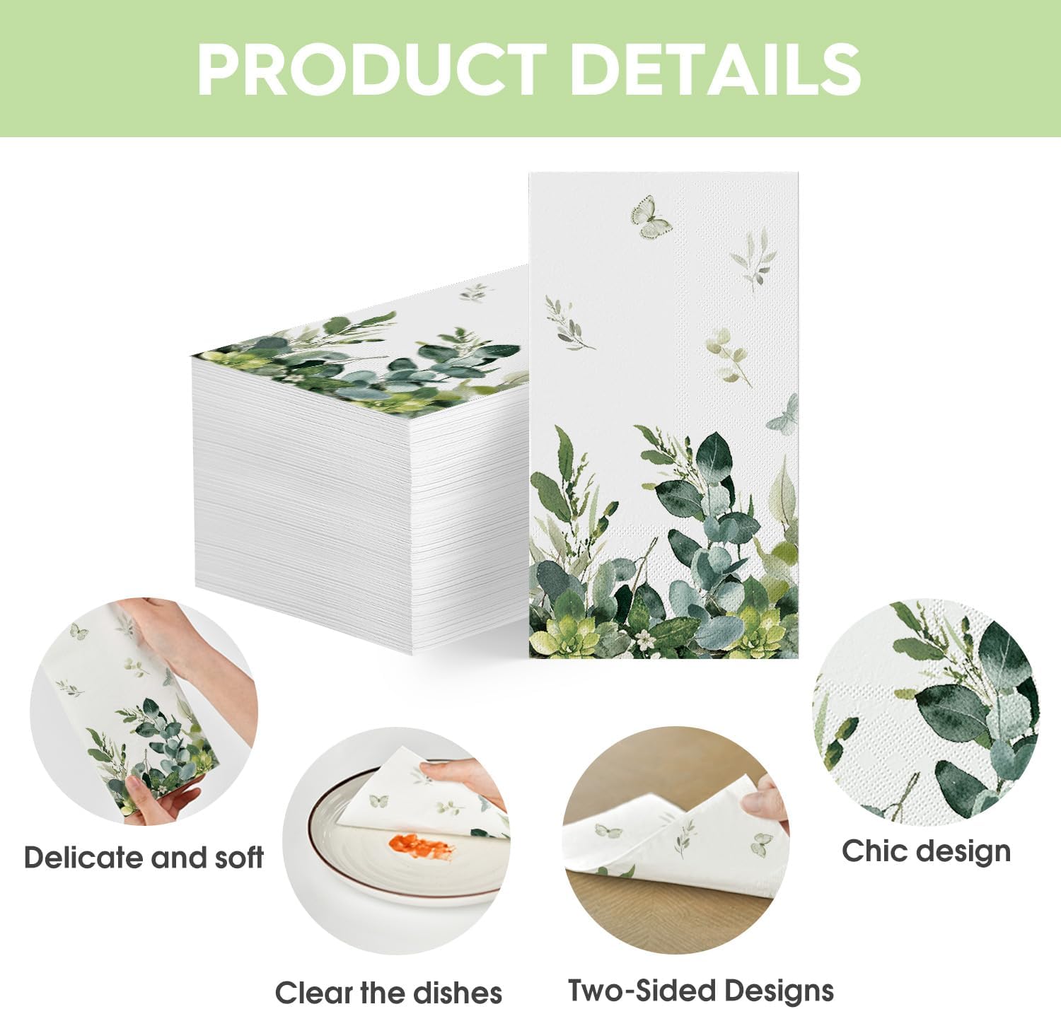 Horaldaily 100 Piece Spring Decorative Napkins
