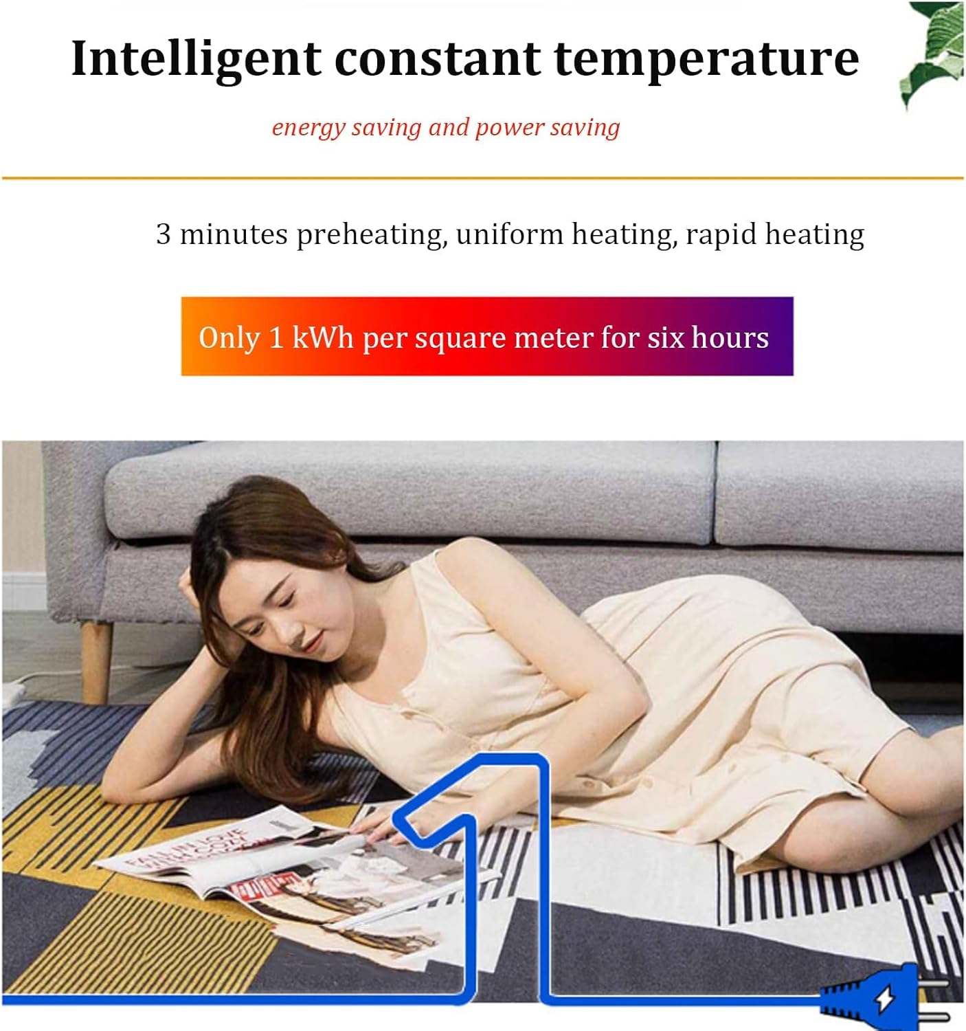 31in x 472in Graphene Heated Floor Mat with Timer