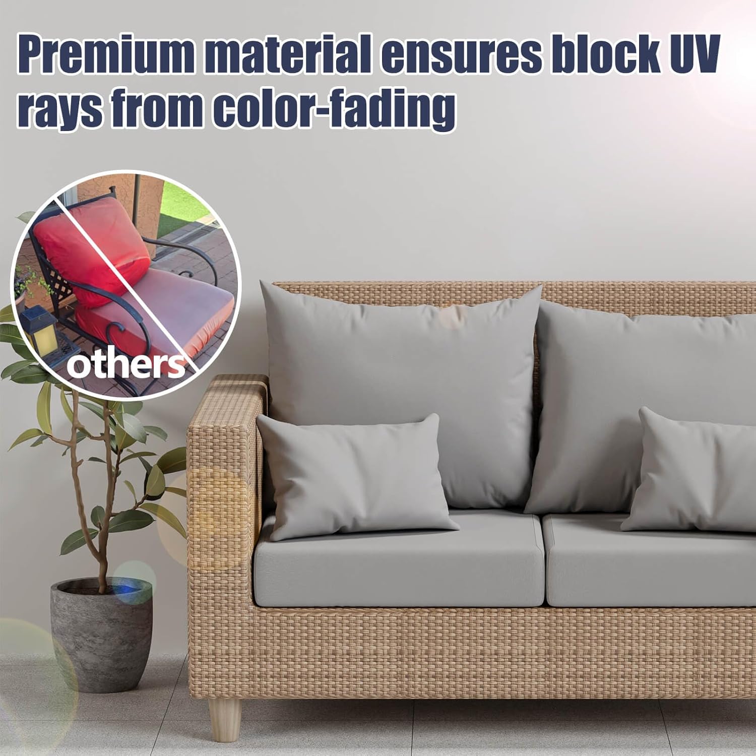 8Pcs Stretch Patio Cushion Covers Air Grey