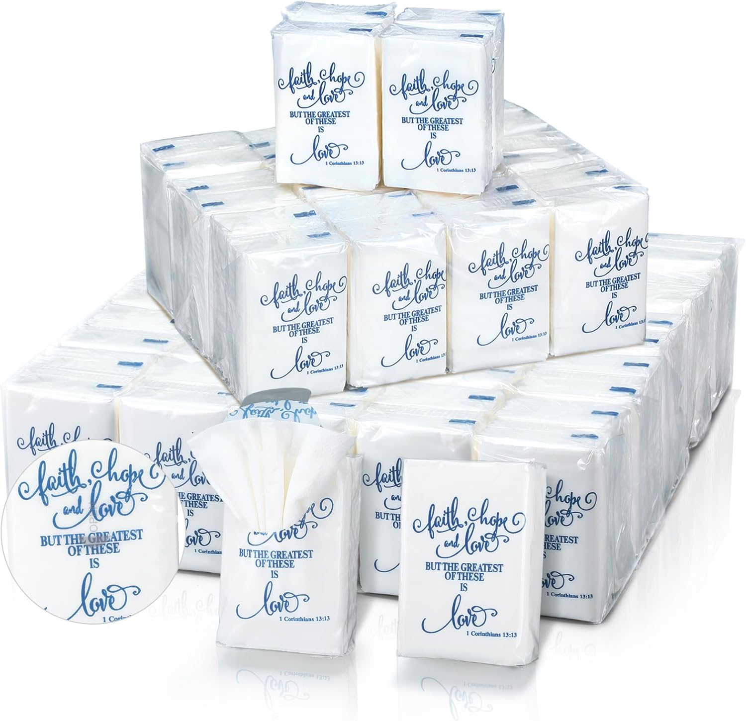 Spiareal 50 Pcs Blue Pocket Wedding Tissues