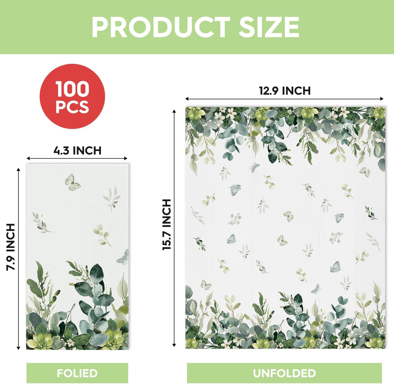 Horaldaily 100 Piece Spring Decorative Napkins