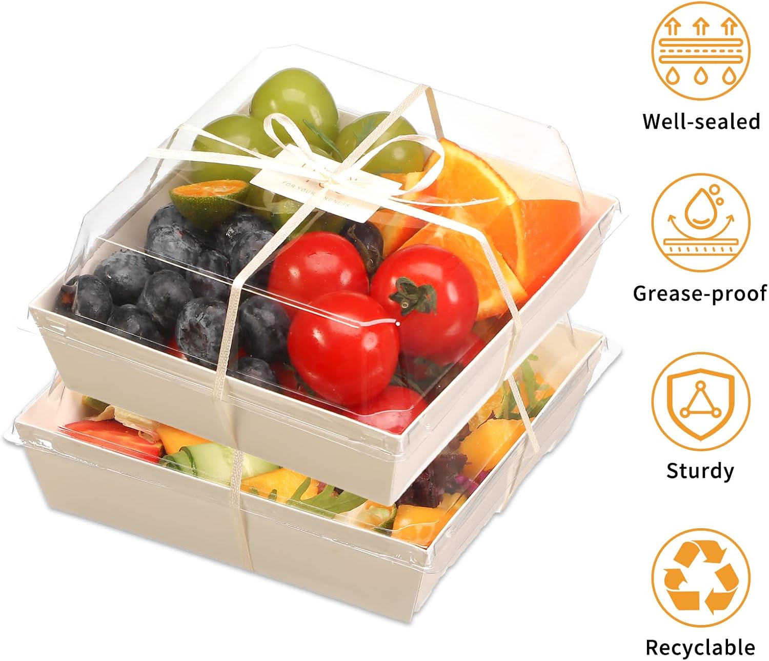 50 Pack Small Charcuterie Boxes with Clear Lids and Sporks
