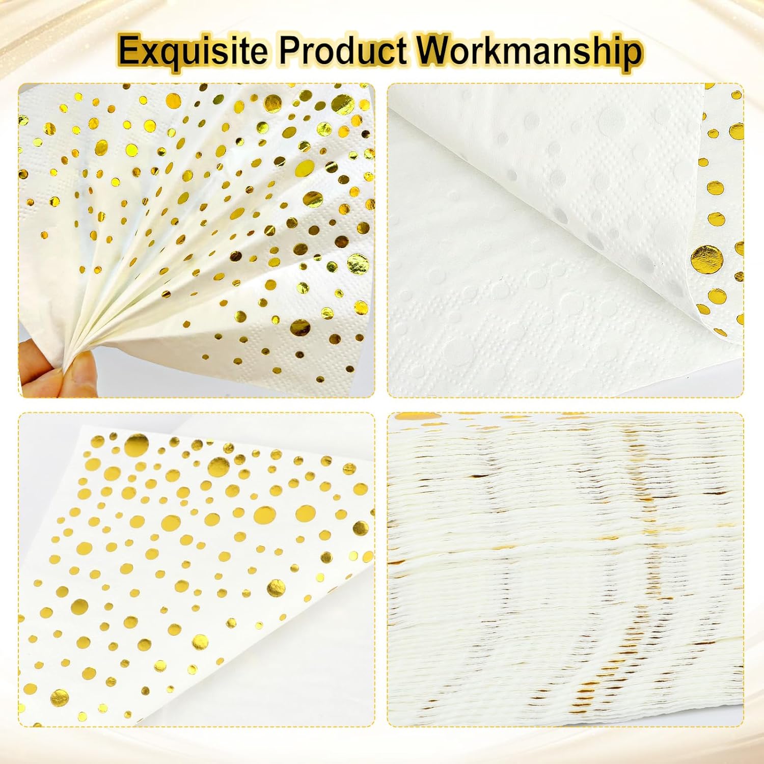 Gold Foil Party Napkins 60 Pieces 33x33cm