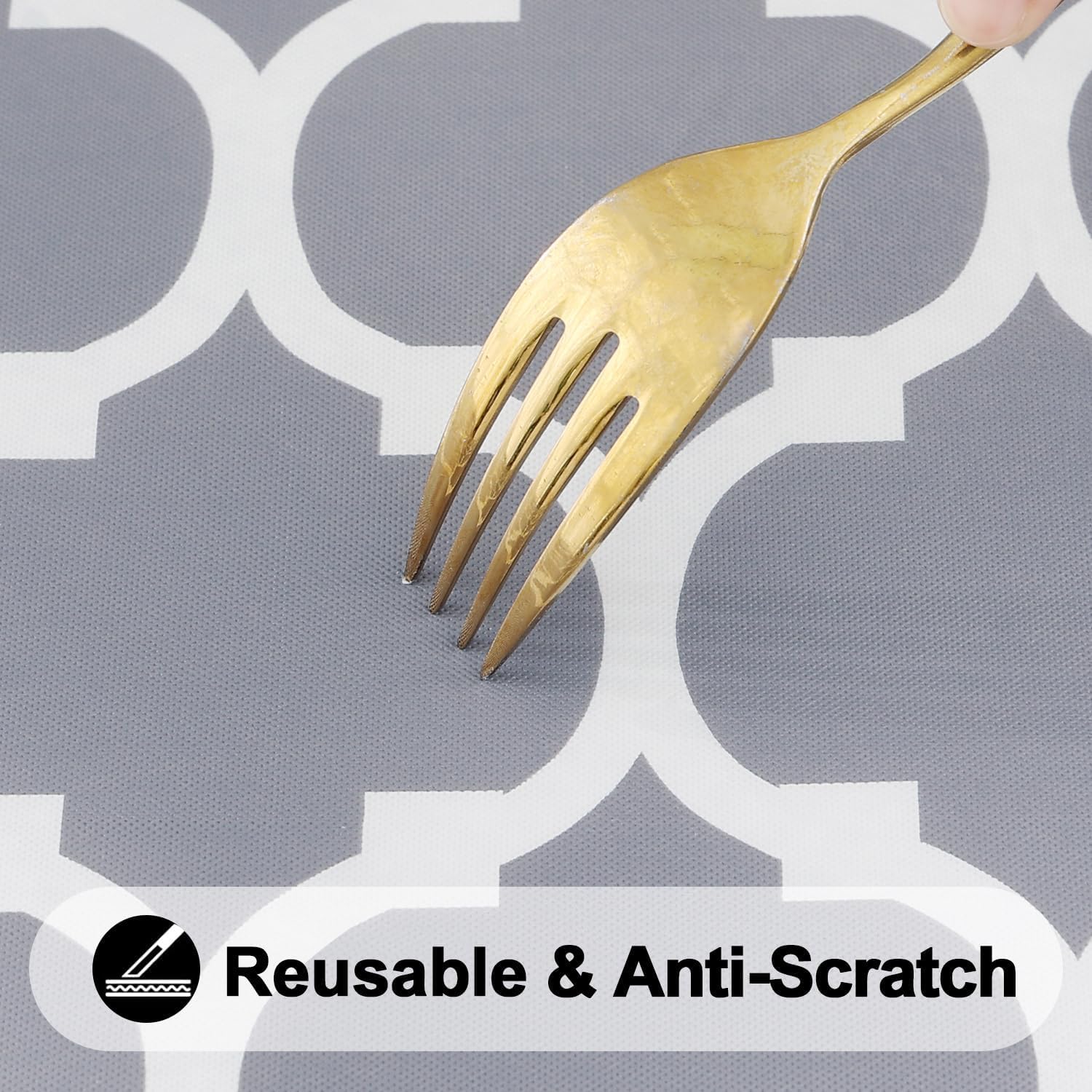 Smiry Round Tablecloth Waterproof Wipeable Grey White
